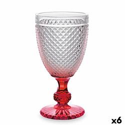 Foto van Fluitglas diamant rood transparant glas 256 ml (6 stuks)
