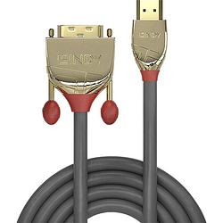 Foto van Lindy hdmi / dvi adapterkabel hdmi-a stekker, dvi-d 18+1-polige stekker 15.00 m goud 36199 hdmi-kabel