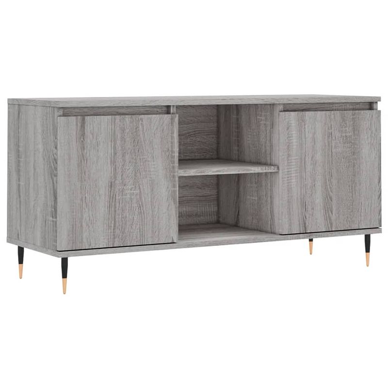 Foto van The living store tv-meubel kendall - 104 x 35 x 50 cm - grijs sonoma eiken - met opbergruimte