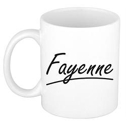 Foto van Naam cadeau mok / beker fayenne met sierlijke letters 300 ml - naam mokken