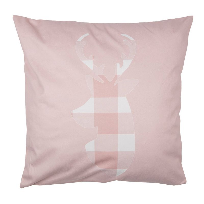 Foto van Haes deco - kerst kussenhoes 45x45 cm - roze - collectie: sweet and cosy - sierkussen, kussenhoes