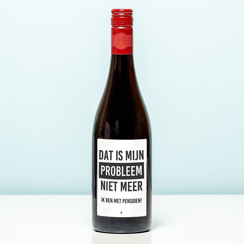 Foto van Wijnfles pensioen niet mijn probleem - rood (merlot)