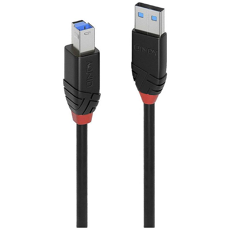 Foto van Lindy usb-kabel usb 3.2 gen1 (usb 3.0 / usb 3.1 gen1) usb-a stekker, usb-b stekker 10 m zwart 43227