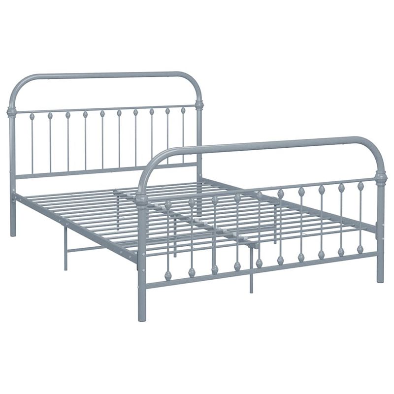 Foto van The living store metalen bedframe - grijs - 213 x 131 x 109 cm - geschikt voor matras 120 x 200 cm - comfortabele