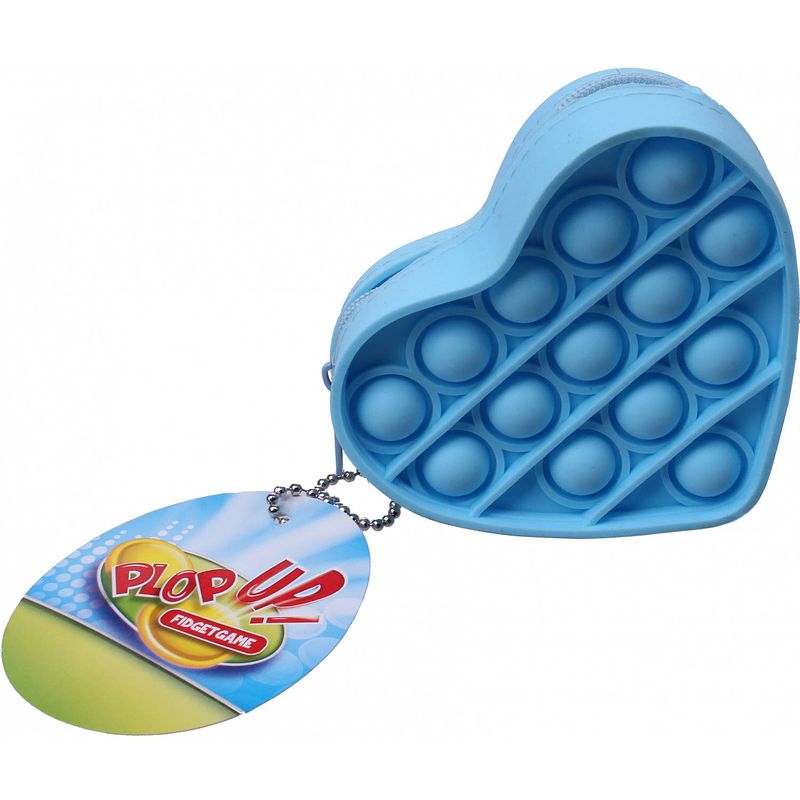 Foto van Plop up! portemonnee fidget hart junior 3,5 x 9 x 8 cm blauw