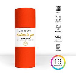Foto van Jacobson - hoeslaken - 200x200cm - jersey katoen - tot 23cm matrasdikte - oranje