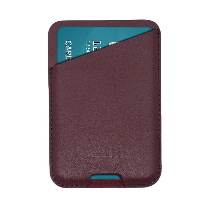 Foto van Accezz accezz leather cardholder magsafe - kaarthouder met magsafe - heath purple telefoonhoesje paars