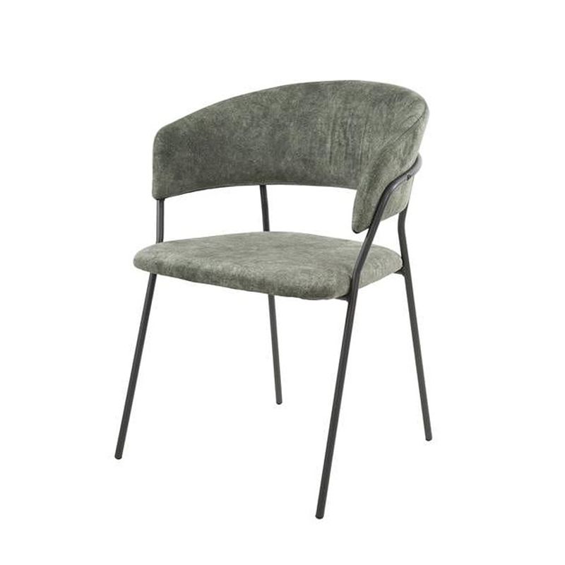 Foto van Set van 4 eetkamerstoelen met armleuning ole velvet groen