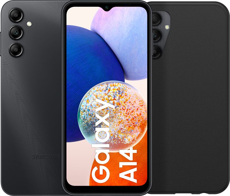 Foto van Samsung galaxy a14 64gb zwart 4g + otterbox react back cover zwart