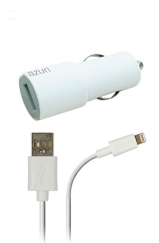 Foto van Azuri autolader apple lightning connector oplader wit