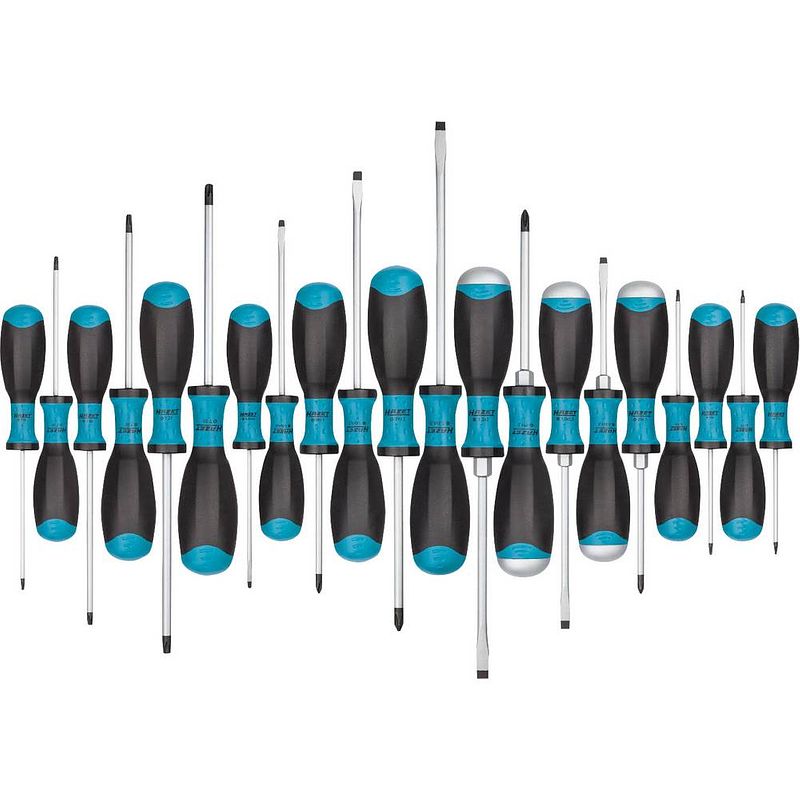Foto van Hazet jumbox schroevendraaierset werkplaats 21-delig plat, kruiskop phillips, binnen-torx