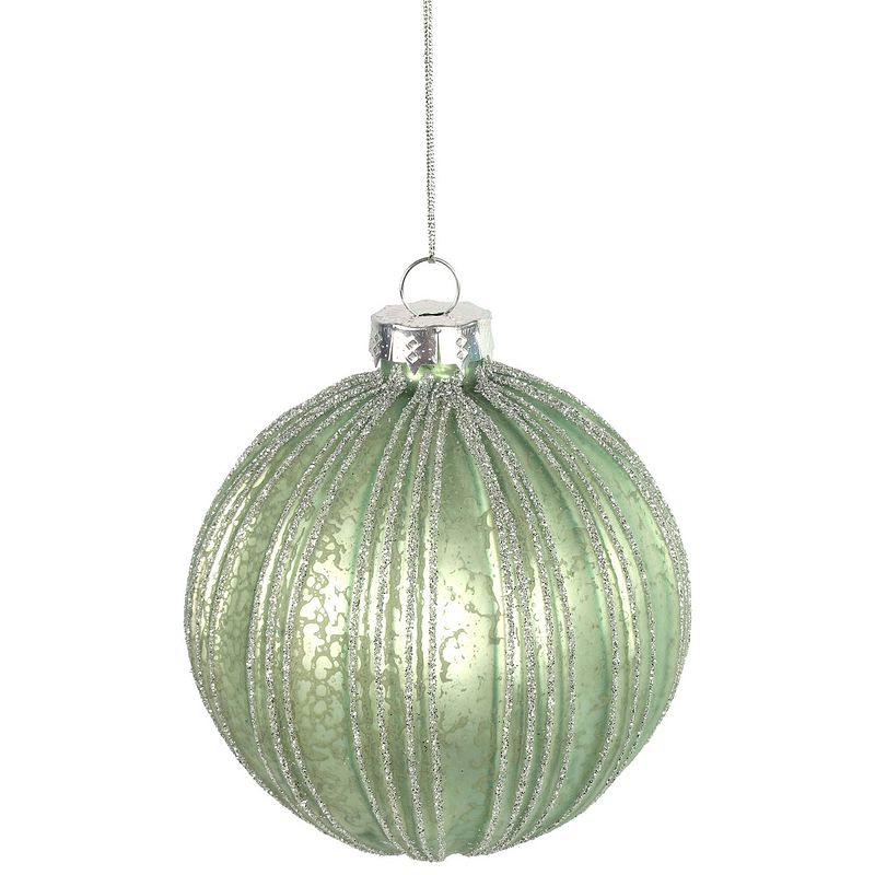 Foto van Tom kerstbal oliva 8 cm glas lichtgroen