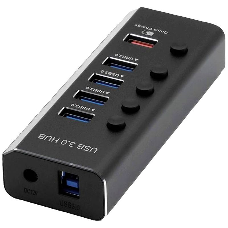 Foto van Roline 14025058 usb 3.1 gen 1-hub 4 + 1 poorten zwart