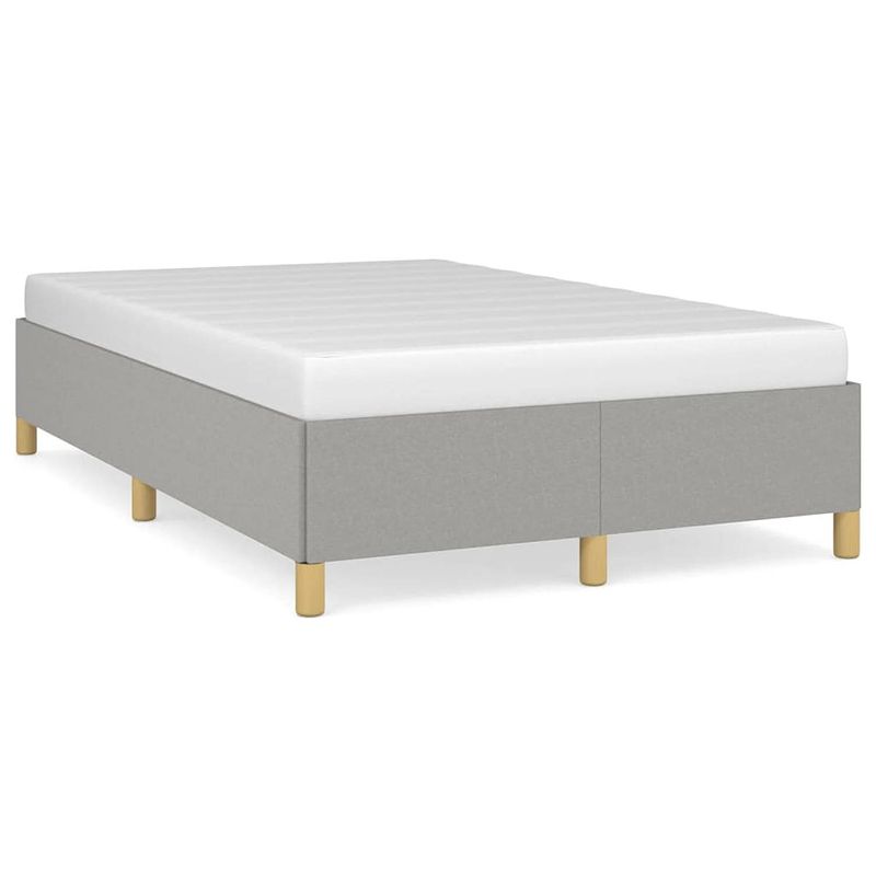 Foto van The living store bedframe - lichtgrijs - multiplex lattenbodem - 203 x 123 x 35 cm - geschikt voor 120 x 200 cm matras