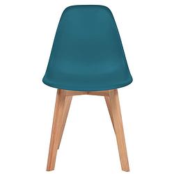 Foto van The living store eetkamerstoelen - turquoise - kunststof zitting - rubberhouten poten - 46.5x47.5x83cm