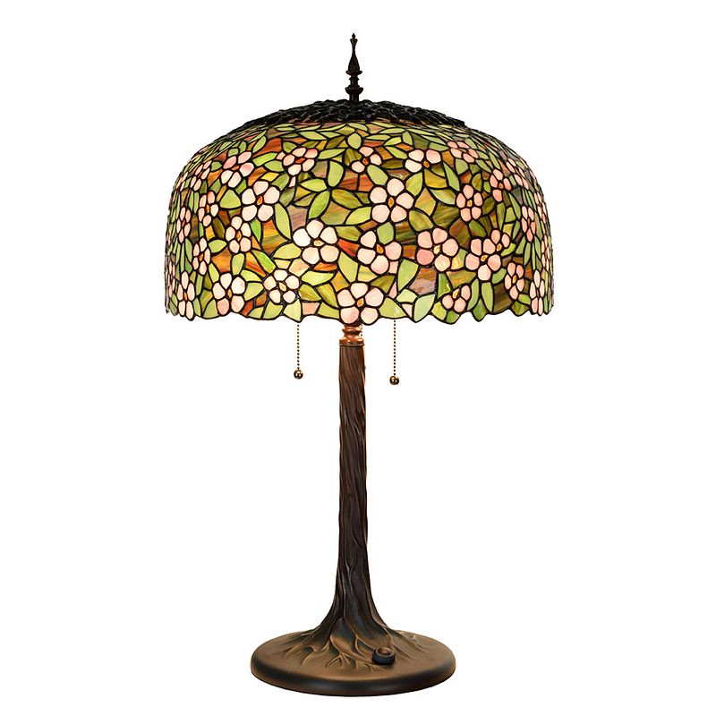 Foto van Lumilamp tiffany tafellamp ø 46x72 cm groen roze glas tiffany bureaulamp grijs tiffany bureaulamp