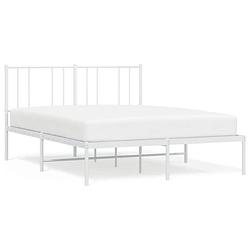 Foto van Vidaxl bedframe met hoofdbord metaal wit 135x190 cm