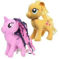 Foto van Set van 2x pluche my little pony speelgoed knuffels applejack en sparkle 13 cm - knuffeldier