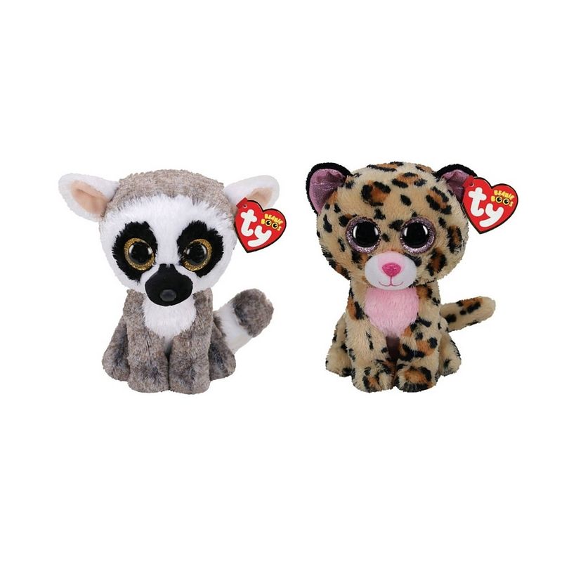 Foto van Ty - knuffel - beanie boo's - linus lemur & livvie leopard