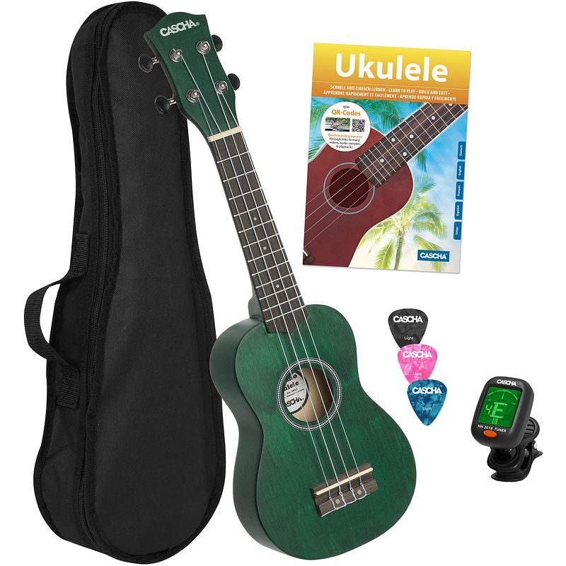 Foto van Cascha hh 3972 sopraan ukelele set groen (4-talig)