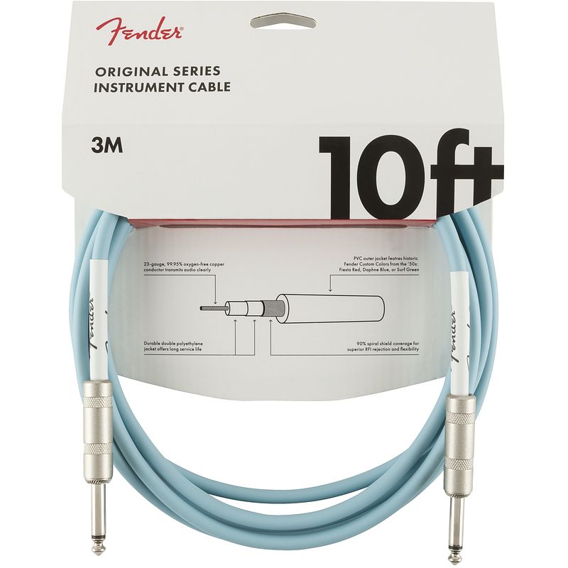 Foto van Fender original cables instrumentkabel 3m daphne blue