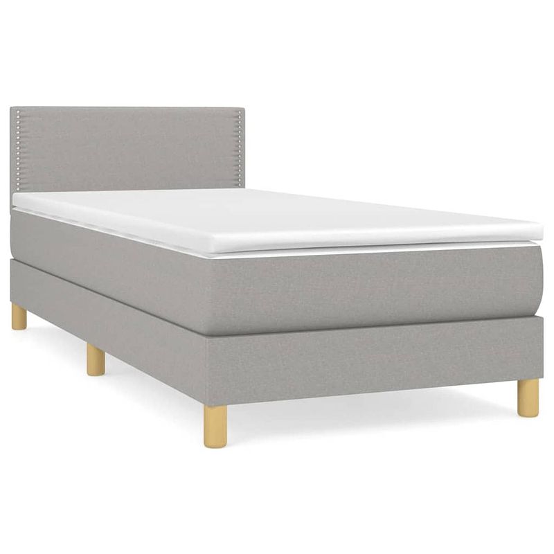 Foto van The living store boxspringbed - luxe - lichtgrijs - 203 x 80 x 78/88 cm - met verstelbaar hoofdbord - pocketvering