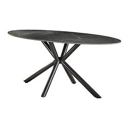Foto van Giga meubel - eetkamertafel zwart ovaal - keramiek - 180x90x76cm