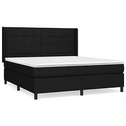 Foto van The living store boxspringbed - comfort - bed - 203x183x118/128 cm - zwart - stof - pocketvering matras - middelharde