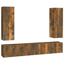 Foto van The living store tv-meubelset gerookt eiken - 3x 60x30x30 cm + 2x 30.5x30x90 cm