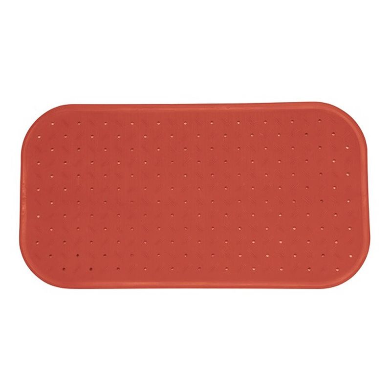 Foto van Msv douche/bad anti-slip mat badkamer - rubber - terracotta - 36 x 65 cm - badmatjes