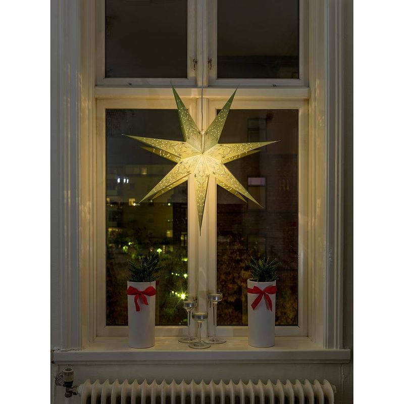 Foto van Konstsmide 2982-900 kerstster gloeilamp, led groen geborduurd, uitgestanst motief, schakelaar