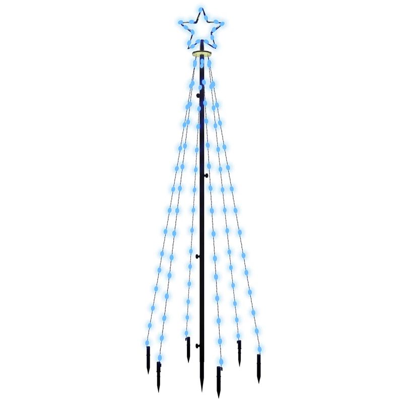 Foto van Vidaxl kerstboom met grondpin 108 led'ss blauw 180 cm