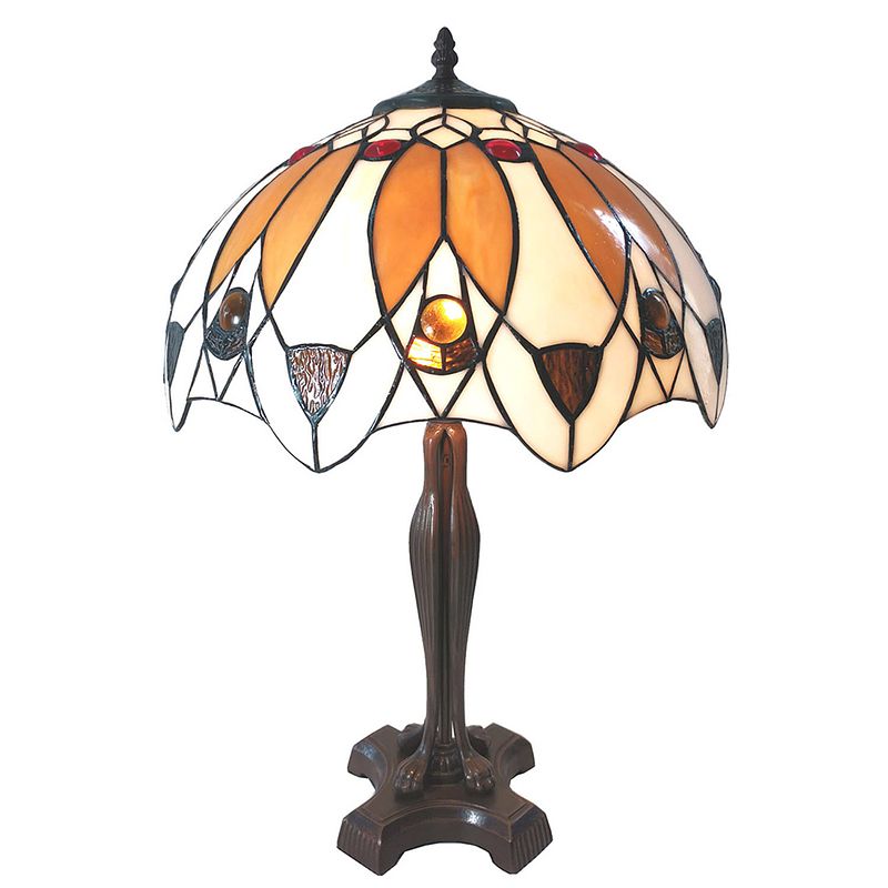 Foto van Haes deco - tiffany tafellamp meerkleurig ø 41x57 cm fitting e27 / lamp max 2x60w