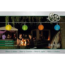 Foto van 24 partylights 8 cm led warm wit nylon lantaarn gekleurd 7,2m