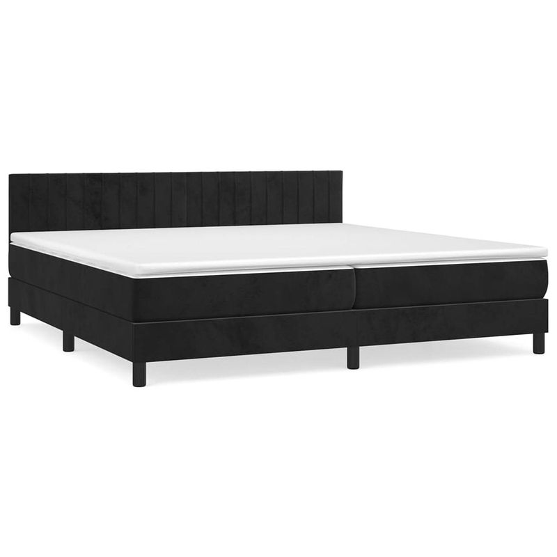 Foto van The living store boxspringbed - zwart fluwelen bedframe - pocketvering matras - huidvriendelijke topmatras -