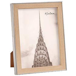 Foto van Kunststof fotolijst zilver met hout geschikt voor een foto van 15 x 20 cm - fotolijsten