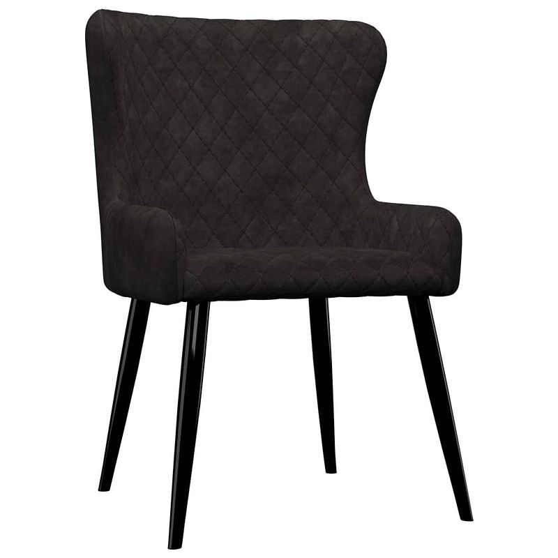 Foto van The living store eetkamerstoelen - set van 4 - fluweel - zwart - 60x55x84 cm