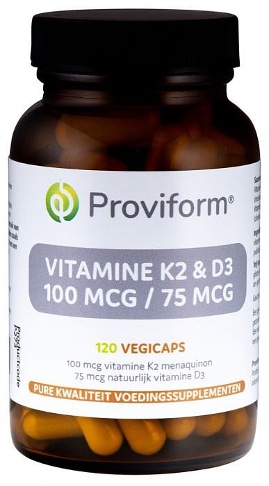 Foto van Proviform vitamine k2 100 mcg & d3 75 mcg capsules