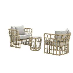 Foto van Garden impressions colonial loungeset 3-delig - natural rotan/ sand