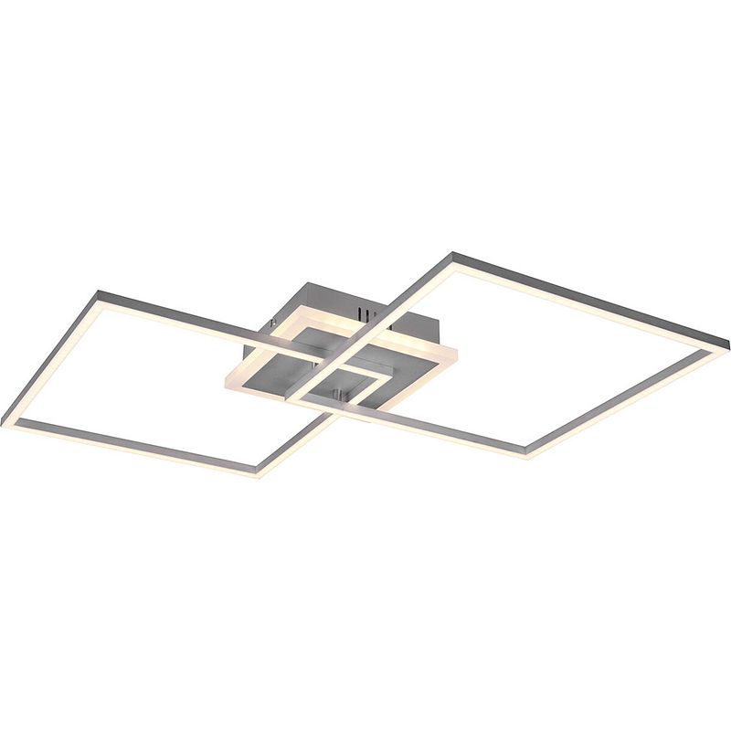 Foto van Led plafondlamp - trion aruba - 35.5w - rgbw - dimbaar - afstandsbediening - vierkant - mat titaan - aluminium