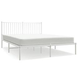 Foto van The living store bedframe - klassiek - metaal - wit - 207x166x90.5cm - geschikt voor 160x200cm matras - the living