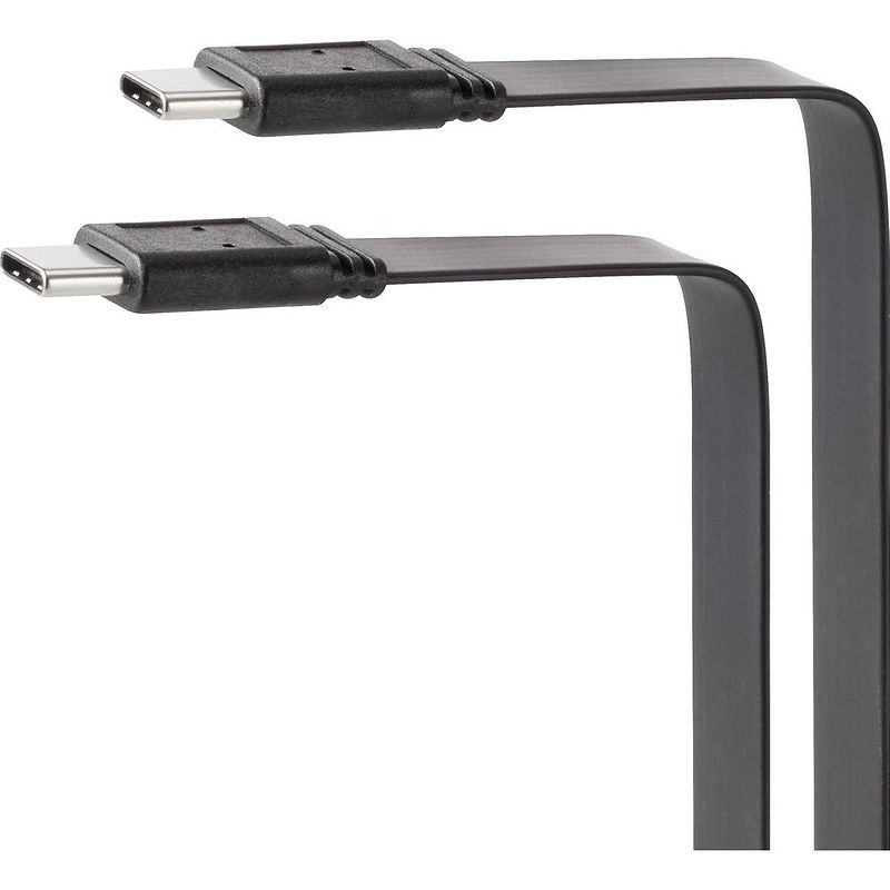 Foto van Renkforce usb-kabel usb 3.2 gen1 (usb 3.0 / usb 3.1 gen1) usb-c stekker, usb-c stekker 50.00 cm zwart zeer flexibel rf-3385680