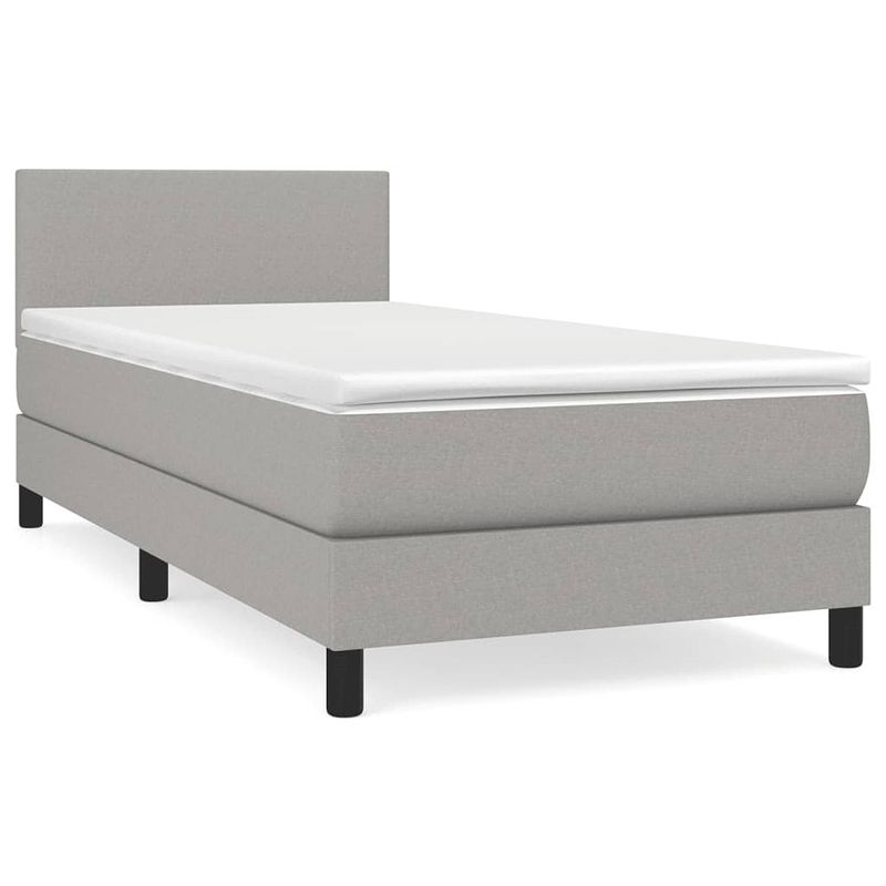 Foto van The living store boxspring bed - pocketvering - middelharde ondersteuning - lichtgrijs - 203x80x78/88cm - inclusief