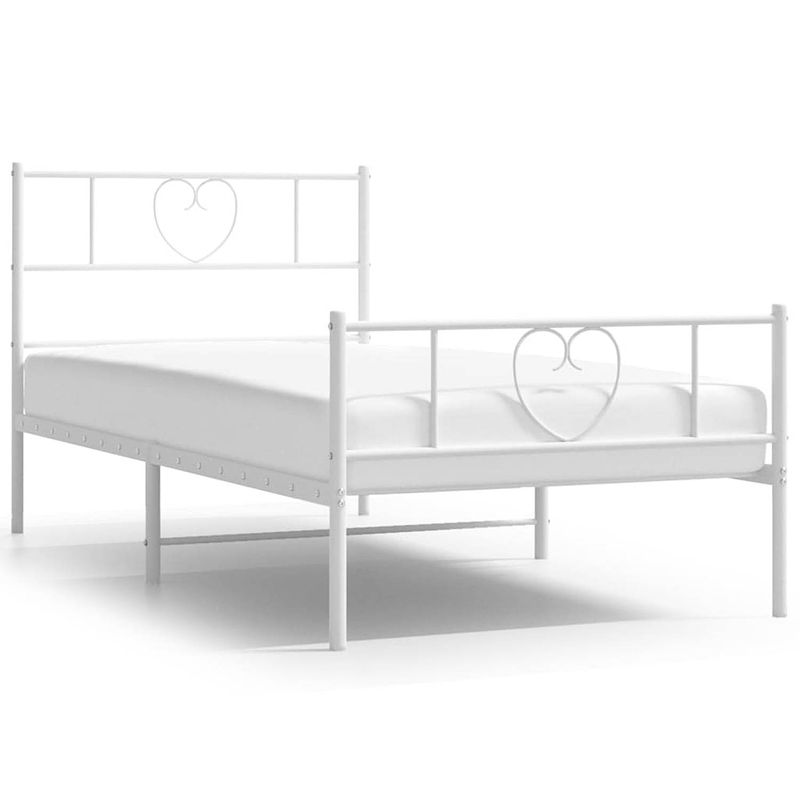 Foto van Vidaxl bedframe met hoofd- en voeteneinde metaal wit 100x190 cm