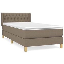 Foto van Vidaxl boxspring met matras stof taupe 90x200 cm