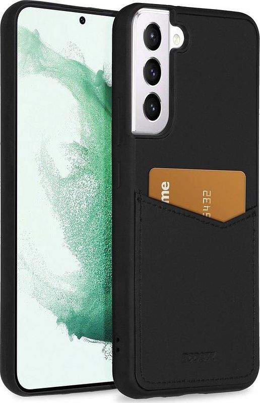 Foto van Accezz premium leather card slot backcover samsung galaxy s22 plus telefoonhoesje zwart