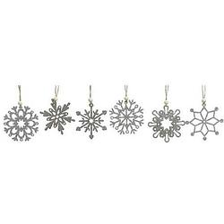 Foto van 24x stuks zilveren sneeuwvlokken hangers - kersthangers