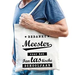 Foto van Katoenen cadeau tasje bedankt meester - feest boodschappentassen