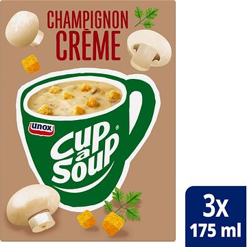 Foto van 2 zakken soep a 570 ml, pakken cupasoup a 3 stuks of single verpakkingen noodles of pasta | unox cupasoup champignon creme 3 x 175ml aanbieding bij jumbo