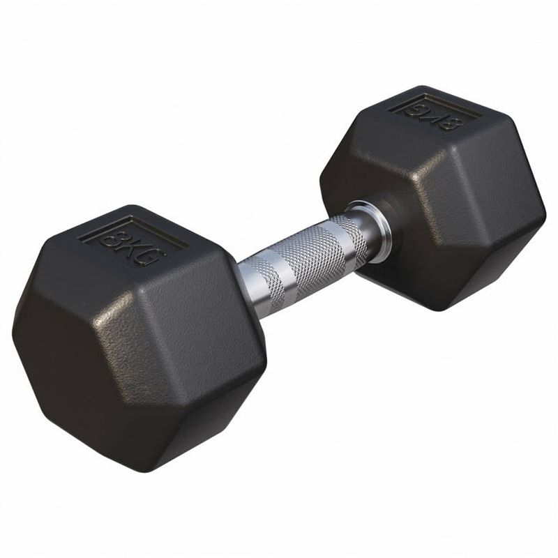 Foto van Gorilla sports dumbell - 8 kg - gietijzer (rubber coating) - hexagon